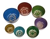 Khusi Tibetan Singing Bowl Set of 7, Handmade, 7 Colors, Chakra Healing, Relaxation, Stress Relief, Comes with Silk Cushions, 4 Sticks and Brocade Box