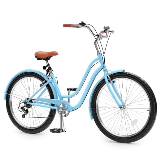 YITAHOME 24 & 26 Inch Beach Cruiser Bike 7 Speed Single Speed Steel Frame Adult Women & Men | Commute Bike, Step-Through Bicycle, Cruiser Bike, Full Front & Rear Fenders