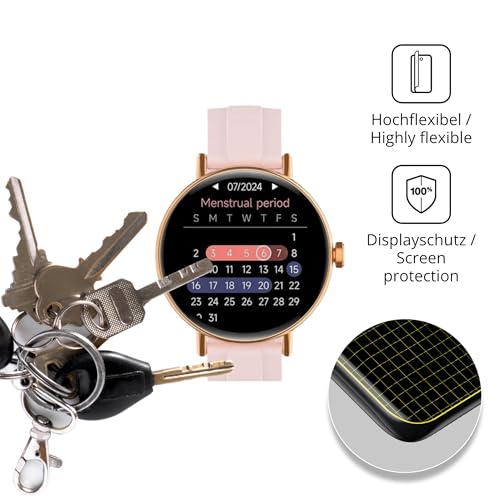 dipos I 2x Protector de Pantalla compatible con Yoever Smartwatch 1.27 Zoll - cobertura 100% para pantalla I 3D Full Cover láminas protectoras - imagen 3