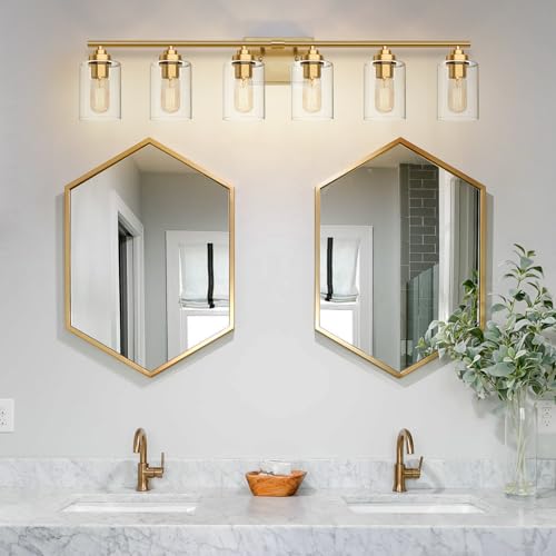 Image of SKEJAO Bathroom Vanity Light Over Mirror,Bathroom Light Fixture Wall Sconce Lighting for Bedroom,Living Room (Gold, 6-Light)