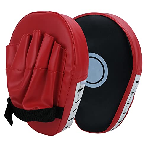 DEHUA Punch Mitts Focus Mitts PU Leather Boxing Pads Target Mitt Glove Boxing Equipment for Martial Arts, Kickboxing, Muay Thai, Coaching Strike Shield (A Pair, Red)
