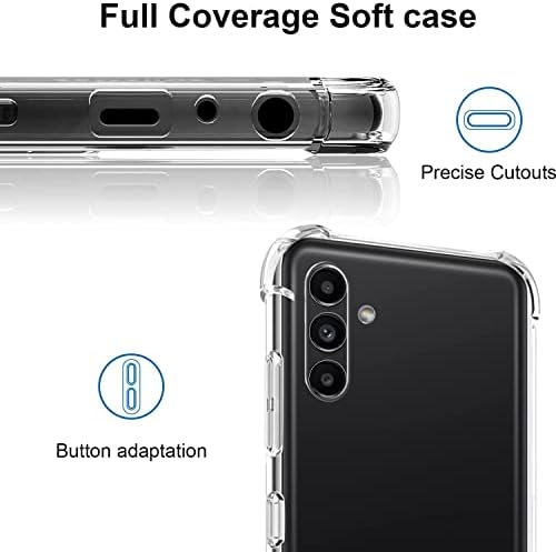For Samsung Galaxy A04S/A13 5G Case with Tempered Glass Screen Protector(2Pack),Samsung A04S/A13 5G Clear Phone Case,Anti-Scratch Shock Absorption Cover Phonecase,6.5-Not for Galaxy A13 4G