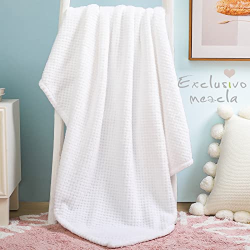Exclusivo Mezcla Waffle Textured Fleece Baby Blanket, Soft And Warm Swaddle Blanket, Infant, Newborn, Toddler And Kids Receiving Blankets For Crib Stroller (Off White, 40X50 Inches) #TOP1
