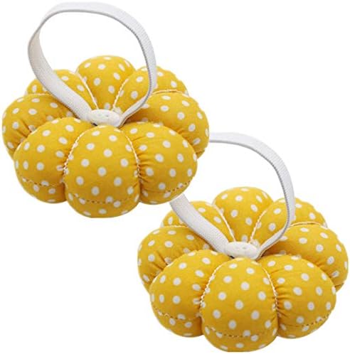 Wrist Pin Cushion Wearable Pumpkin Shape Sewing Pin Cushion for Needlework Sewing (Yellow)