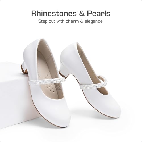 DREAM PAIRS Girls Dress Shoes Low Heels for Little Big Girl Mary Jane Shoes with Pearl Rhinestones Flower Girl Pumps Princess Wedding Party4