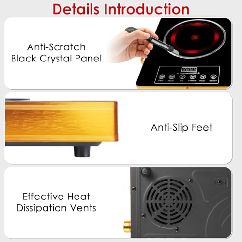 Image of Portable Electric Double Burner Cooktop,7000W Infrared Hot Plate