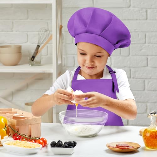 BOUBONI Kids Apron and Chef Hat Set Adjustable Child Art Aprons with 2 Pockets Toddler Chef Hat and Apron for Cooking Baking Painting (Purple) - Cosy Home Interiors BOUBONI Kids Apron and Chef Hat Set Adjustable Child Art Aprons with 2 Pockets Toddler Chef Hat and Apron for Cooking Baking Painting (Purple) - Image 6