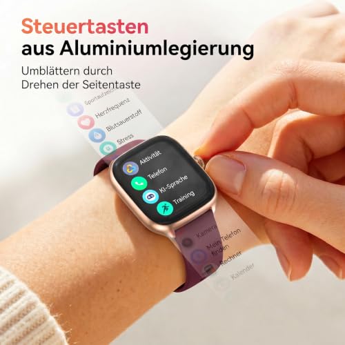Smartwatch Damen 1,75" AMOLED Fitnessuhr mit Bluetooth Telefonie, 24/7 SPO₂ Herzfrequenz Stress Schlafmonitor… – Ansicht 7