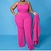 Women's Plus Size 3 Piece Outfit Casual Solid Open Front Blazer and Pencil Pant Suits Set Pink 3X