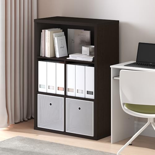 Image of Furinno Cubicle 5-Cube Book Shelf, Extra Thick Frame Bookshelf, Dark Oak | Cube Storage Organizer Bookcase with Closed Back, 15.3 x 29.9 x 43.3, for Living Room, Bedroom, Home Office