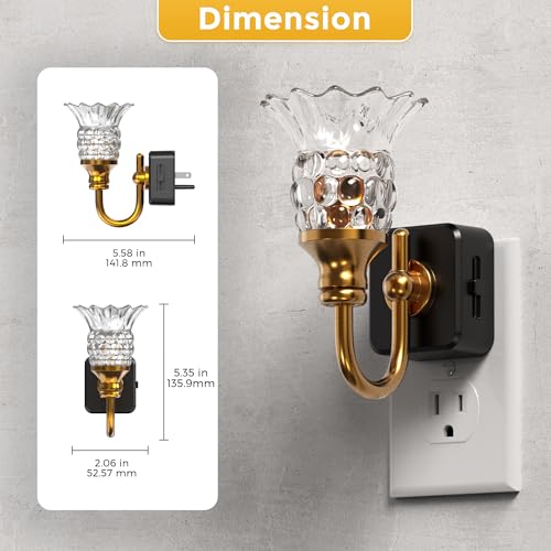 Image of L LOHAS LED Night Lights Plug into Wall, 3000K Soft White LED Floral Night Light with Auto Sensor, 0-100lm Adjustable Brightness Plug in Nightlight, for Hallway Bedroom Stairway Gift