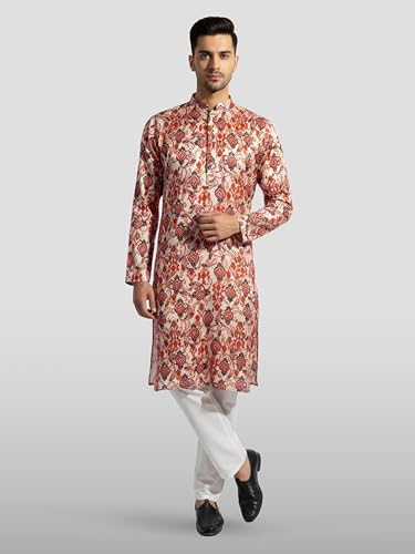 Image of VASTRAMAY Men's Satin Kurta | Festive Ethnic Attire for Wedding, Party & Ramzan | Traditional Outfit - Eid Special