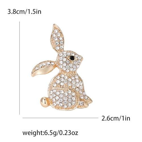 Image of Cute Rabbit Brooch Pin for Women Fashion Crystal Bunny Lapel Pin Easter Holiday Party Accessories