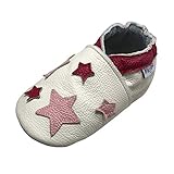 by Shoes Soft Soled Leather Moccasins Stars Infant Toddler Pre-Walker(6-12 Months,White)