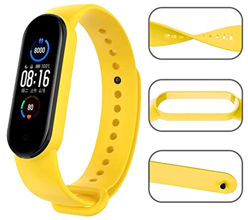 Image of WOW Imagine Replacement Strap Wristband for Mi Band 5 Smartwatch | Soft Silicone Matte Sport Wristband Accessory Flexible Bracelet Compatible with Xiaomi Mi Band 5 - Yellow