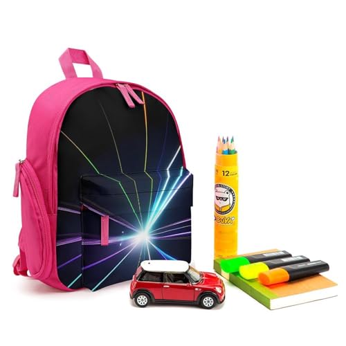 Laser Light Backpack Small Book Bag with Side Pocket, Lightweight Durable Backpack, Travel Rucksack, Pink-style3