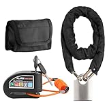Justech Antivol Bloque Disc pour Moto 2 Modes d’alarme 110 dB Cadenas + Alarme de Moto Antivol Disque Verrouillage de Frein à Disque pour Moto Étanche Haute Sécurité Antivol pour Motos, Vélos