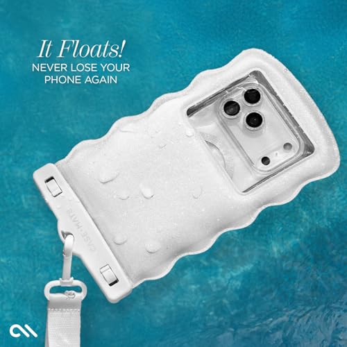 Image of Case-Mate Wavy IP68 Waterproof Large Phone Pouch - Ivory Twinkle | Hidden Pocket for Card /Cash - Floating Phone Case w /Crossbody Lanyard - Fits All Phones - Beach Cruise Ship Travel Essentials