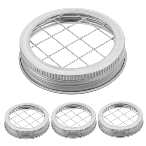 UTHCLO 4 Piezas Tapas De Tarro De Albañil para Insertar Cubrir Durante La Noche Tapas De Tarros De Conservas Reutilizable Tapas De Frascos Accesorios Floral Boca Acero Inoxidable Plata
