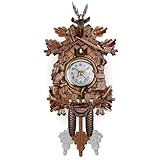 CAKEEYUM Orologio a cucù da Parete con Pendolo in Legno – Orologio Vintage con, Pulsante Regolabile, Funzionamento a Batteria, cucù da Appendere per l'arredamento del Soggiorno