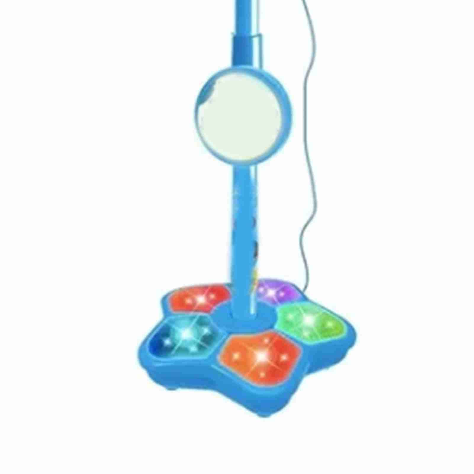 LICAEVEY Kid Microphone with Stand, Blue Toddler Mic Built in Lights Ideal for Children's Performances, Portable Plastic Toy Mic 8.3 Inch Diameter — view 5