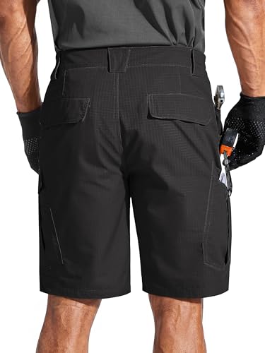 Image of FREE SOLDIER Men's Cargo Shorts Durable Relaxed Fit Side Elastic Waist Work Utility Shorts with 8 Pockets