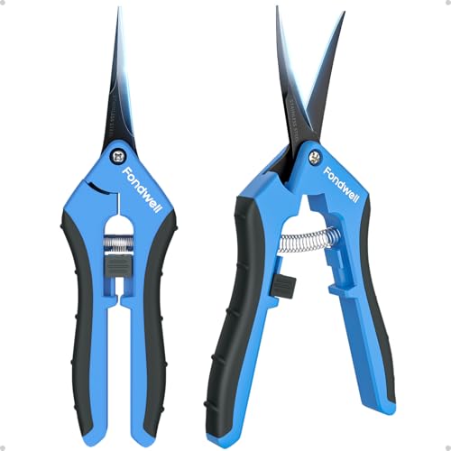 Fondwell 6.5 Pruning Shears Trimming Scissors: 2 Pack of Non-Stick Gardening Scissors - Reliable Garden Snips for Managing Small Plants