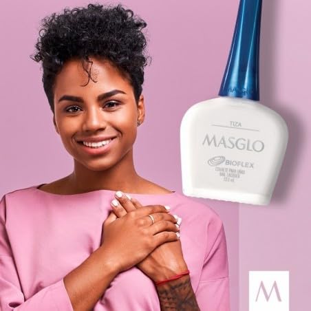 MASGLO Traditional Nail Polish 0.5 Fl. Oz. 3 piece kit with BASE FORTIFIER, color TIZA and TOPCOAT GEL