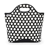 BUILT NY Market Neoprene Shopping Tote Bag, Big Dot Black & White