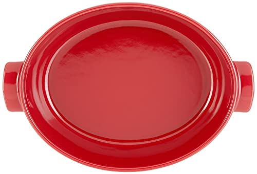Emile Henry Oval Stewpot, Ceramic, Burgundy, 33.5x26.5x18.5 cm 3 Gallery Image