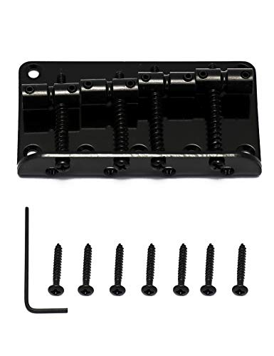 Metallor 4 String Bass Bridge Hard Tail Fixed Top Load Bridge Compatible With Jazz Bass Precision Bass Guitar Black. #TOP2