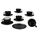 Produktbild MamboCat Panther Kaffeetassen mit Untertassen schwarz für 6 Personen I mattes Steingut-Set für Frühstück & Kaffee I Je 6X Teetassen 160ml & Untertassen I schickes Geschirr für Zuhause