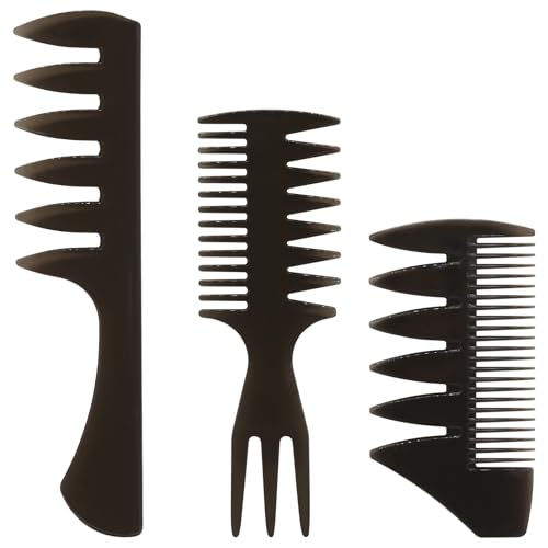 3-Pack Black Hair Styling Comb Set