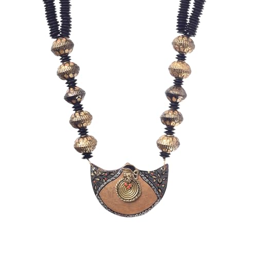 Image of AAKRITI ART CREATIONS Handcrafted Tribal & Boho Ethnic Necklace Collection | Floral, Mandala, Tassel & Dhokra Pendant Designs | Artisan Brass, Wood & Statement Jewelry for Women