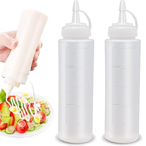Kezidhp Botella Exprimible, 2 Pcs 350ml 8oz, Dispensador de Salsas sin BPA - Antifugas, para Condimentos, Mayonesa, Mostaza, Salsa de Tomate, Picante, Cocina y Postres Kezidhp Botella Exprimible, 2 Pcs 350ml 8oz, Dispensador de Salsas sin BPA - Antifugas, para Condimentos, Mayonesa, Mostaza, Salsa de Tomate, Picante, Cocina y Postres