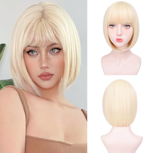 Blonde Bob Wigs for White Women - 12'' Short Bob
