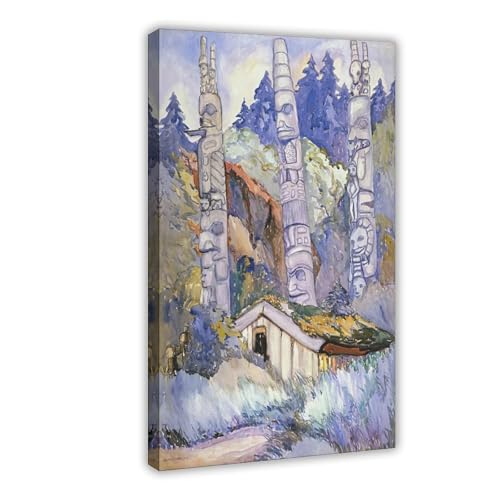 Impression toile Haida Totems pour habiller un mur vide de bureau cadre inclus