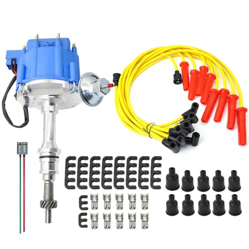 CNPAPC 1030213 HEI Ignition Distributor With 65K Volt Coil &Spark Plug Wires Harness Compatible with SBF Ford Small Block 260 289 302#PE330U KA-1030213 by CNPAPC - Used condition - US$58.19