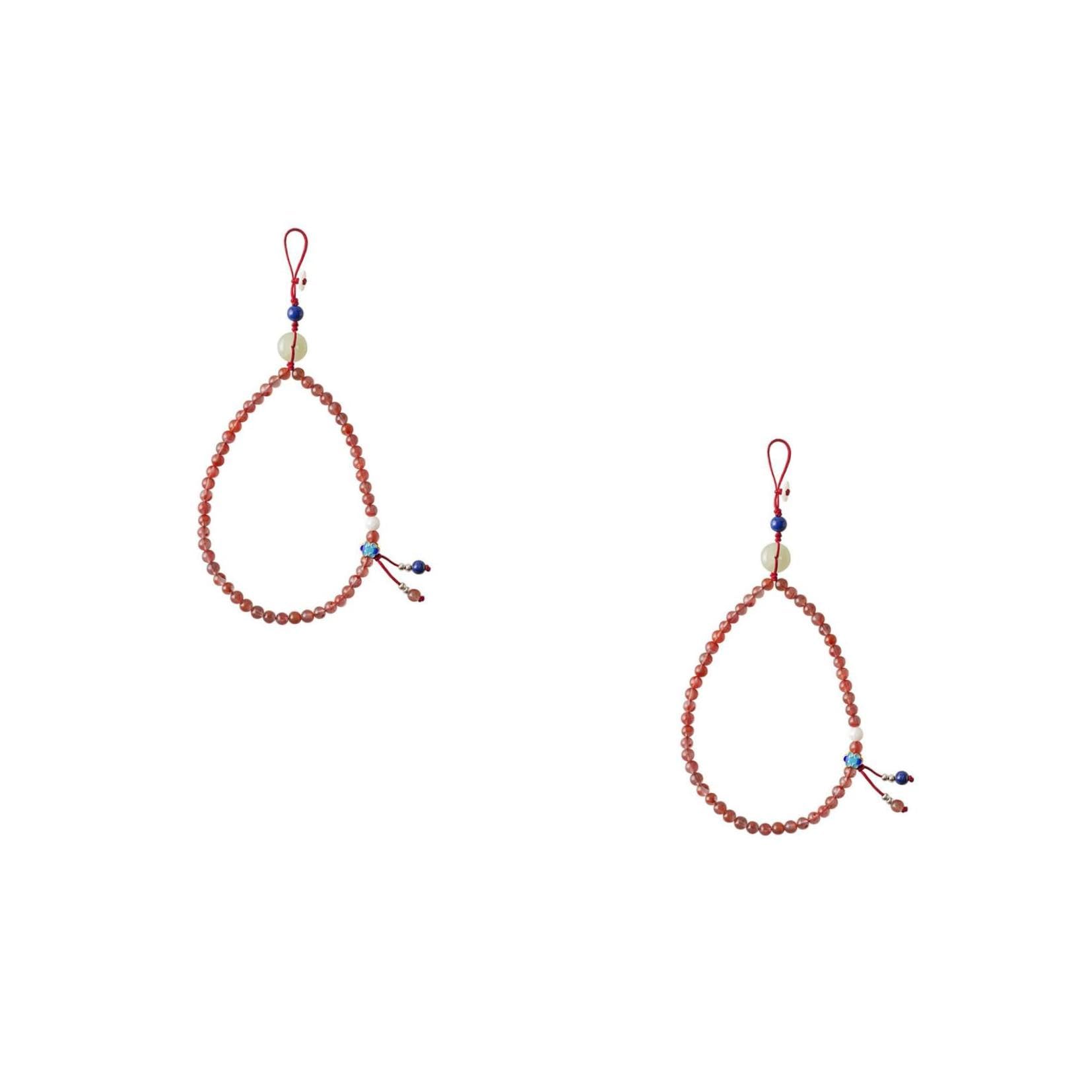 Correa de Teléfono Decorativa de Ágata Roja Desmontable y Cómodo para Previene Pérdida de Dispositivos