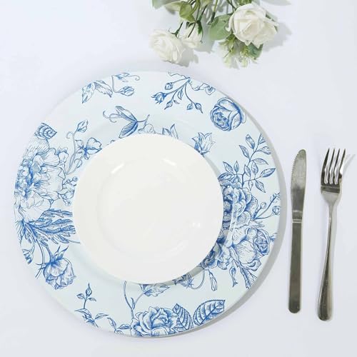 6 Platos Blancos con patrón Floral Azul de 13 pulgadas miniatura 7