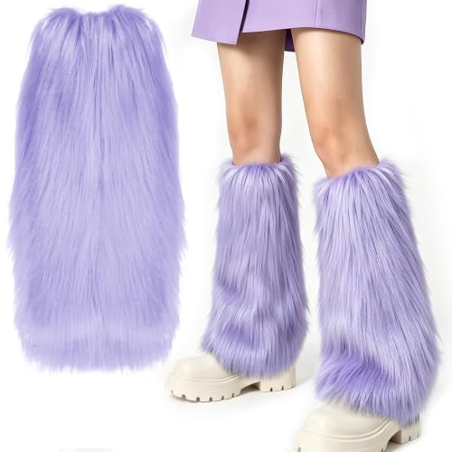 Image of Furry Leg Warmers, Women Faux Fur Leg Warmers Furry Fuzzy Winter Boot Cuffs Cover (1 Pair)