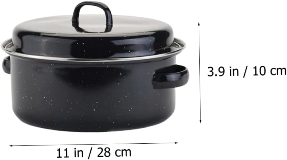 Cast Iron Roasting Pan Round Baking Dish Large Lid Casserole Cookware Potato Roasting Pan Corn Family Size