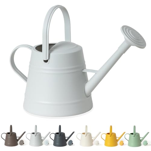 1 Gallon Watering Can for Plants, Watering Cans for Indoor&Outdoor Gardening, Water Can with Ergonomic Movable Handle (Gray)