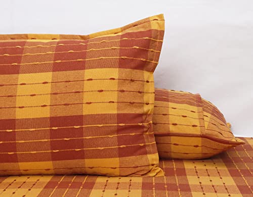 Image of AIRWILL, 200GSM Handloom Cotton Double Bedsheet with 2 Pillow Covers (Beast Maroon)