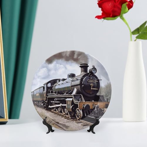 Plato decorativo de porcelana con locomotora a vapor 7 in miniatura 6