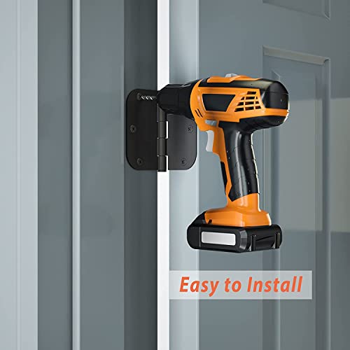 HOSOM Door Hinges 3 Pack Rounded Matte Black Door Hinge 3.5 x 3.5 inch with 5/8 Radius, Black 3 1/2 Interior Door Hinges, 3 ½"x 3 ½" Hardware - Image 5