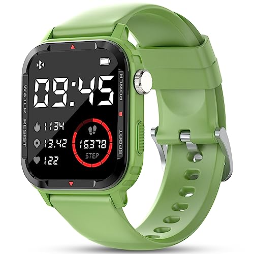 WalkerFit M2 Pro Military Smart Watch for Men,Rugged Smartwatch for Android Compatible with iPhone,Heart Rate Monitor Watch,1.8"Big Screen Da Fit Fitness Watch,with Text and Call,IP67 Waterproof,Green