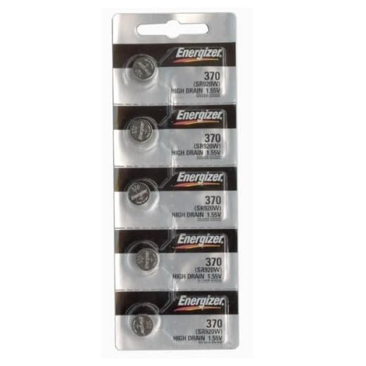 Energizer Batteries 371/370 (SR920W SR920SW) Silver Oxide Watch Battery. On Tear Strip, 5 Pack