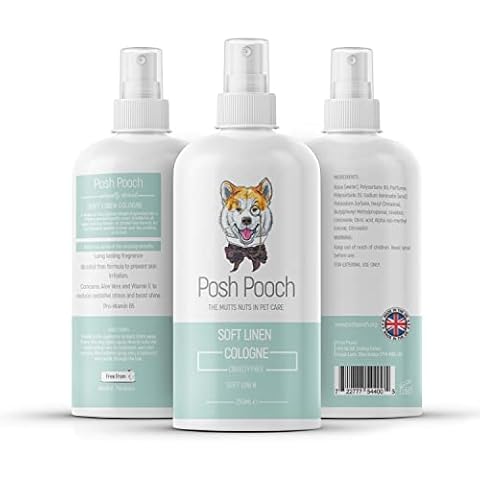 Soft Linen Cologne Perfume Allergen Free Spray for Dogs Posh Pooch® Fragranced Spray Replenishes Deodorises & Moisturises, Freshens & Shines Fur Coat, Natural Long Lasting Odour Eliminator Cover
