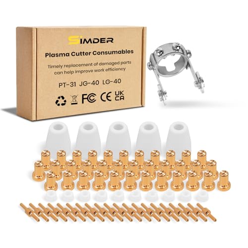 SSimder Plasmaschneider-Verbrauchsmaterialien mit Rollenführung, Radabstandshalterdüsen, Elektroden für PT-31, JG-40, LG-40, Plasmaschneider, Brenner, passend für CUT-40, CUT-50 Plasmaschneider, 71